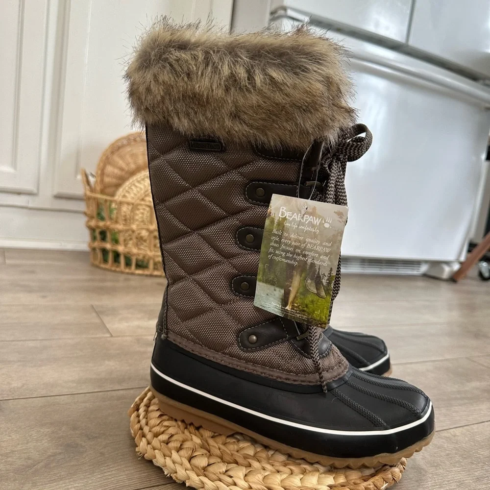 New Bearpaw Mckinley Women's Insulated Tall Winter Boots Water Proof Size 5